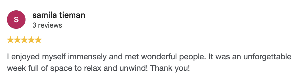 Google review from samila tieman