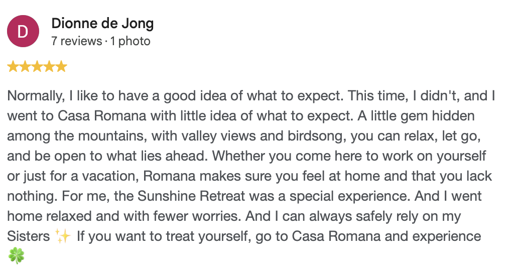 Google review from Dionne de Jong