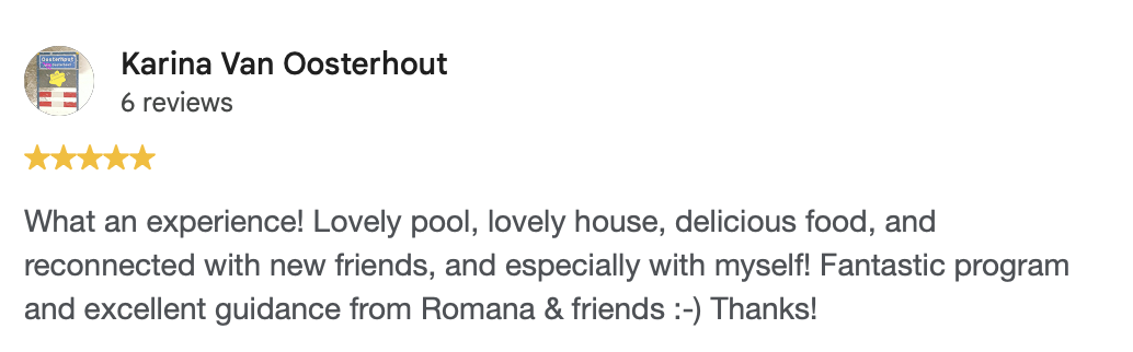 Google review from Karina Van Oosterhout