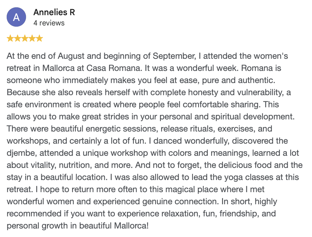 Google review from Annelies R
